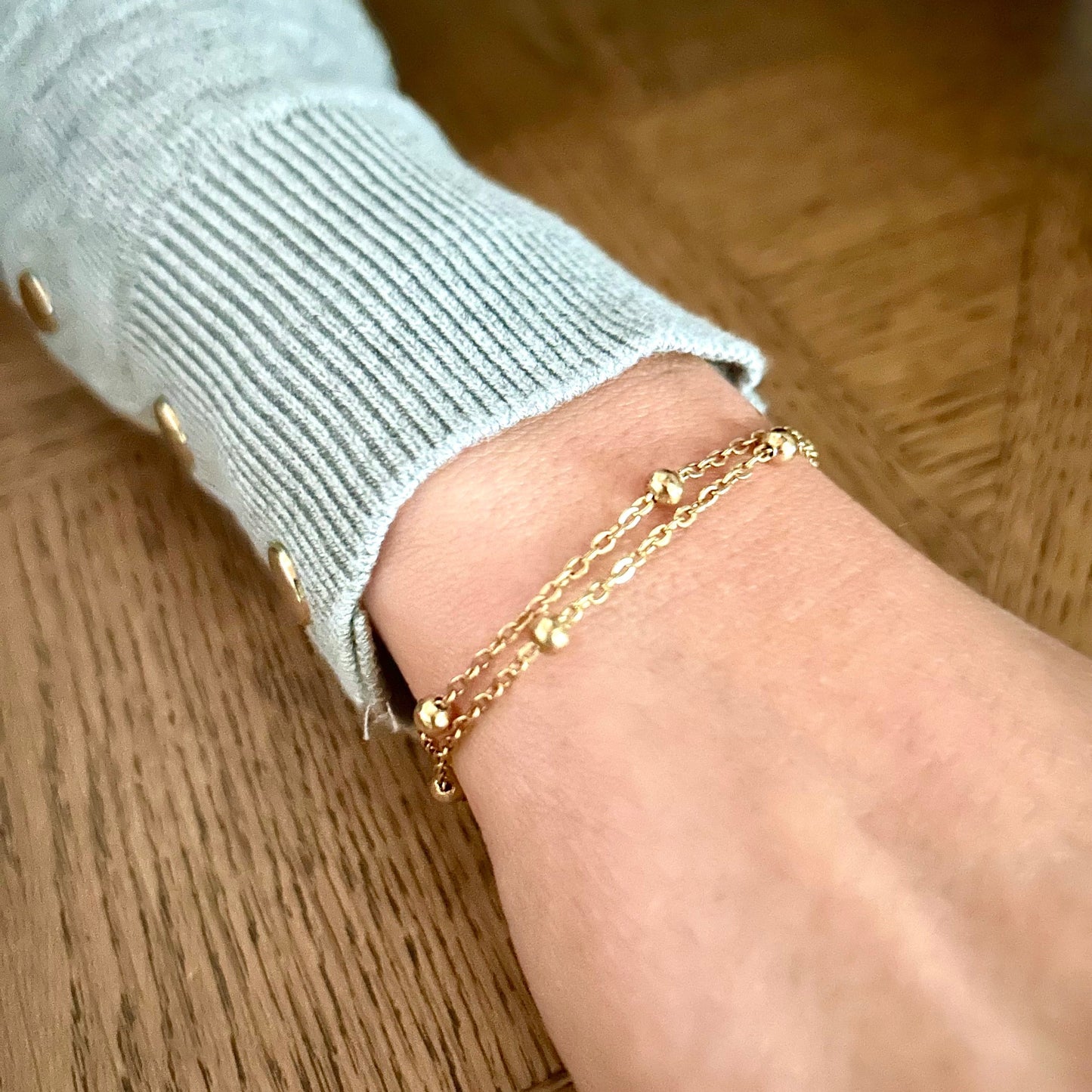 Bracelet Double Perles d'Acier