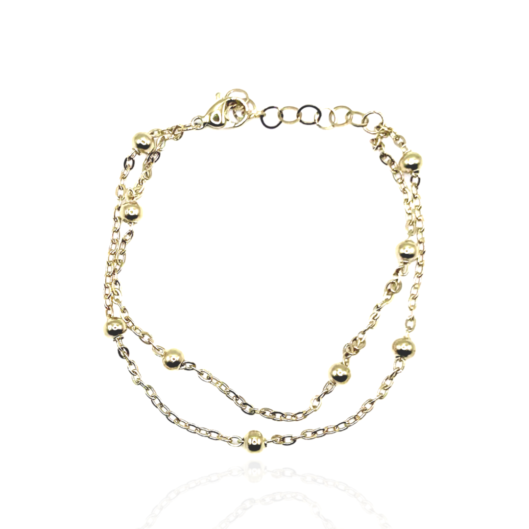 Bracelet Double Perles d'Acier