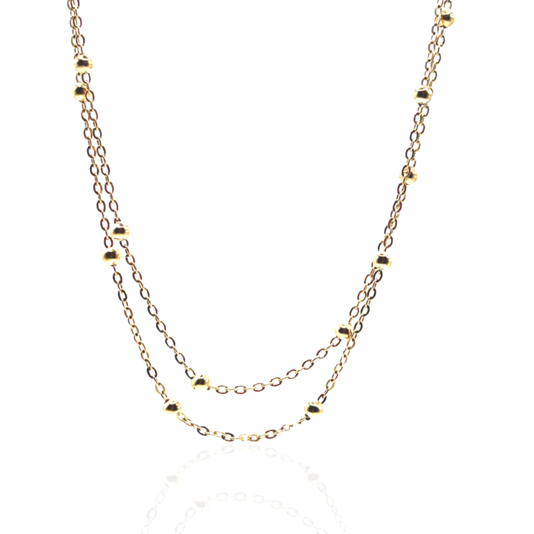 Collier Double Perles d'Acier