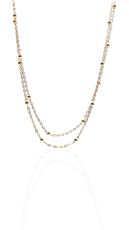 Collier Double Perles d'Acier